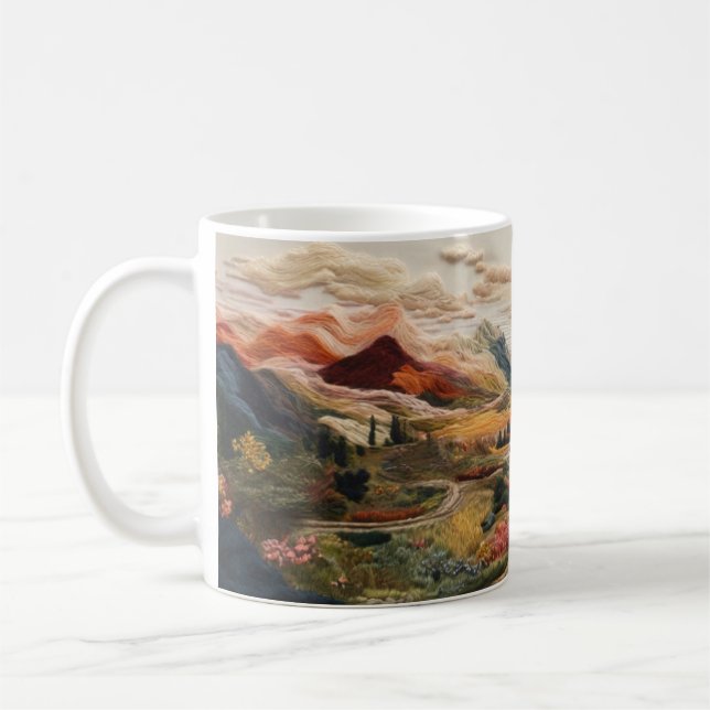 Taza De Café Diseño de paisajes con bordado de caldera. (Izquierda)