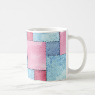 Taza De Café Diseño de parchwork Café Mug, Pinks, Blues