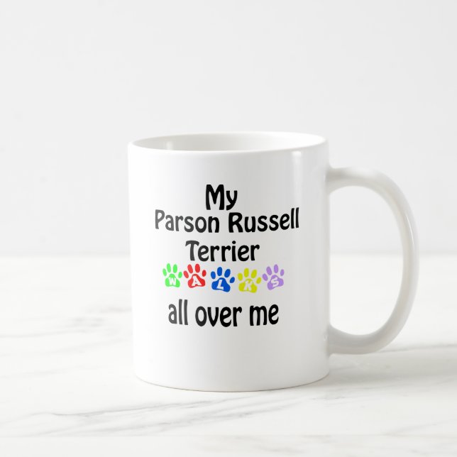 Taza De Café Diseño de Parson Russell Terrier Walks (Derecha)