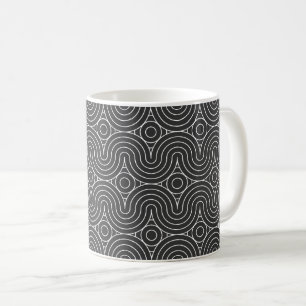 Taza De Café Diseño de patrón abstracto moderno en blanco y neg