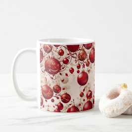 Taza De Café Diseño de patrón de adornos navideños rojos