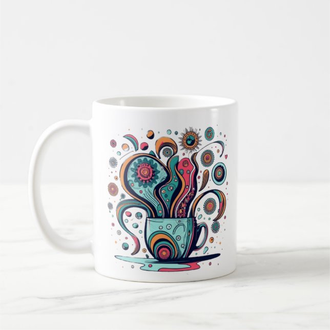Taza De Café Diseño de patrón de café Mug (Izquierda)