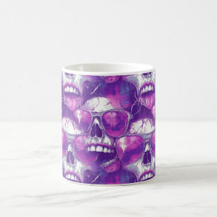 Taza De Café Diseño de patrón de calavera con gafas de sol mora
