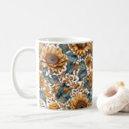 Taza De Café Diseño de patrón de girasoles bailarines