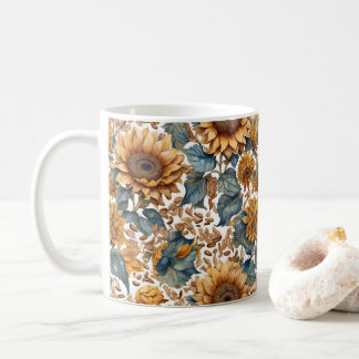 Taza De Café Diseño de patrón de girasoles bailarines