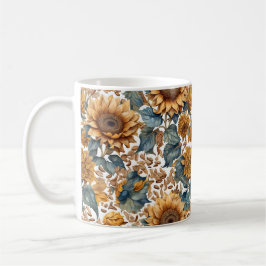 Taza De Café Diseño de patrón de girasoles bailarines