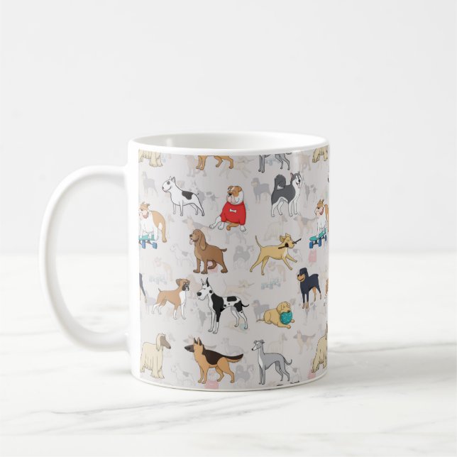 Taza De Café Diseño de patrón de perros pequeños blanco (Izquierda)