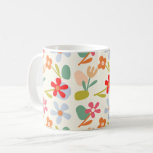 Taza De Café Diseño de patrón floral abstracto de aspecto genia