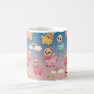 Taza De Café Diseño de Patrón Mágico de Unicornio y Estrellas