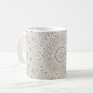 Taza De Café Diseño de Patrón Mandala Beige y Taupe
