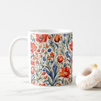Taza De Café Diseño de patrón WC Tulip Bloomers