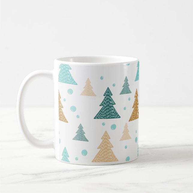 Taza De Café Diseño de patrones de árbol de Navidad (Izquierda)