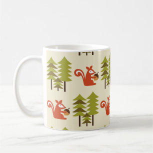 Taza De Café diseño de patrones de bosque sin costura. Ilustrac