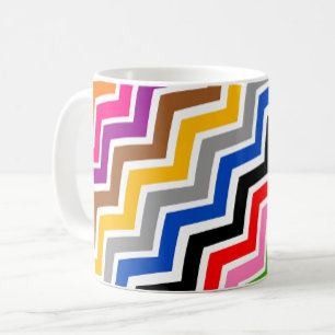 Taza De Café Diseño de patrones de chequeo de zigzag multicolor
