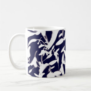 Taza De Café Diseño de patrones de color blanco y naval con pla