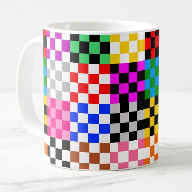 Taza De Café Diseño de patrones de comprobación de parches mult (Subido por el creador)