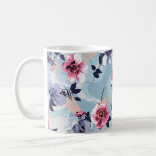 Taza De Café diseño de patrones de flores ilustraciones textile