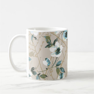 Taza De Café diseño de patrones de flores ilustraciones textile