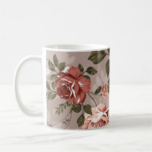 Taza De Café diseño de patrones de flores ilustraciones textile