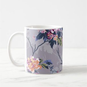 Taza De Café diseño de patrones de flores ilustraciones textile