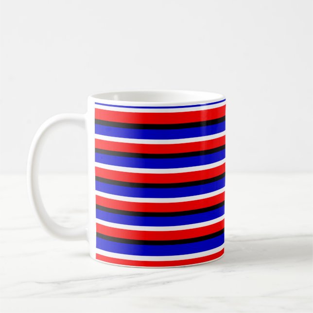 Taza De Café Diseño de patrones de franjas azules rojas (Izquierda)