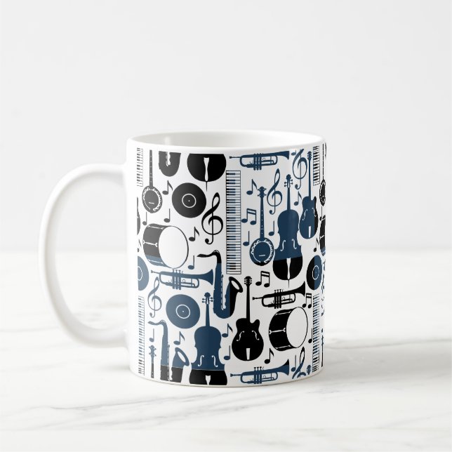 Taza De Café Diseño de patrones de instrumentos musicales de 2  (Izquierda)