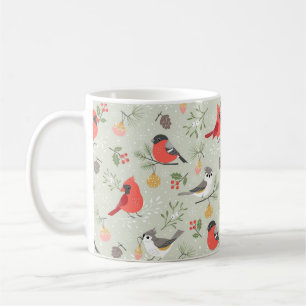 Taza De Café Diseño de patrones de pájaro para Navidades curado