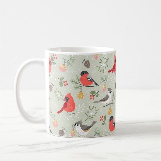 Taza De Café Diseño de patrones de pájaro para Navidades curado (Izquierda)