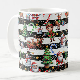 Taza De Café Diseño de patrones de rayas de Navidades decorativ