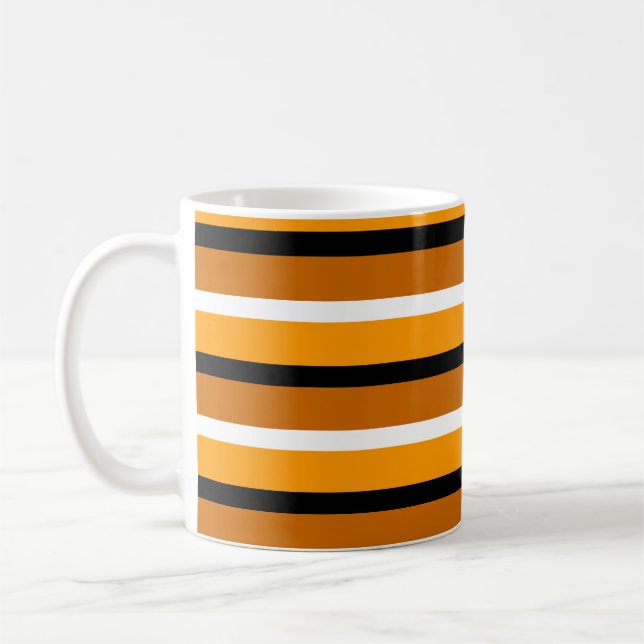 Taza De Café Diseño de patrones de rayas marrones naranjas (Izquierda)