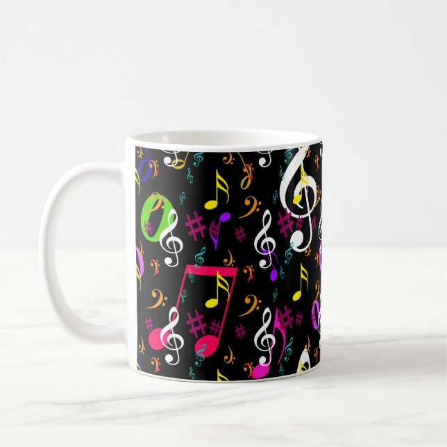 Taza De Café Diseño de patrones de símbolos musicales (Izquierda)