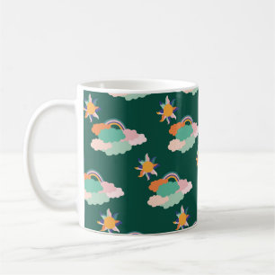 Taza De Café Diseño de patrones impecable con nubes coloridas