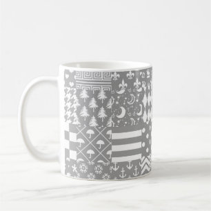 Taza De Café Diseño de patrones mixtos de blanco gris