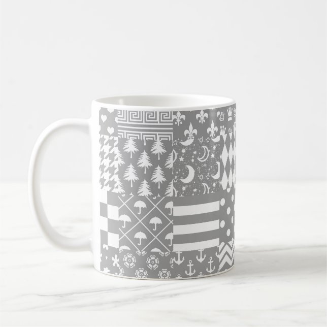 Taza De Café Diseño de patrones mixtos de blanco gris (Izquierda)
