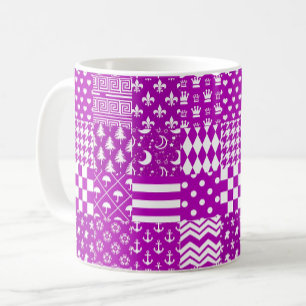 Taza De Café Diseño de patrones púrpura blanco mixto