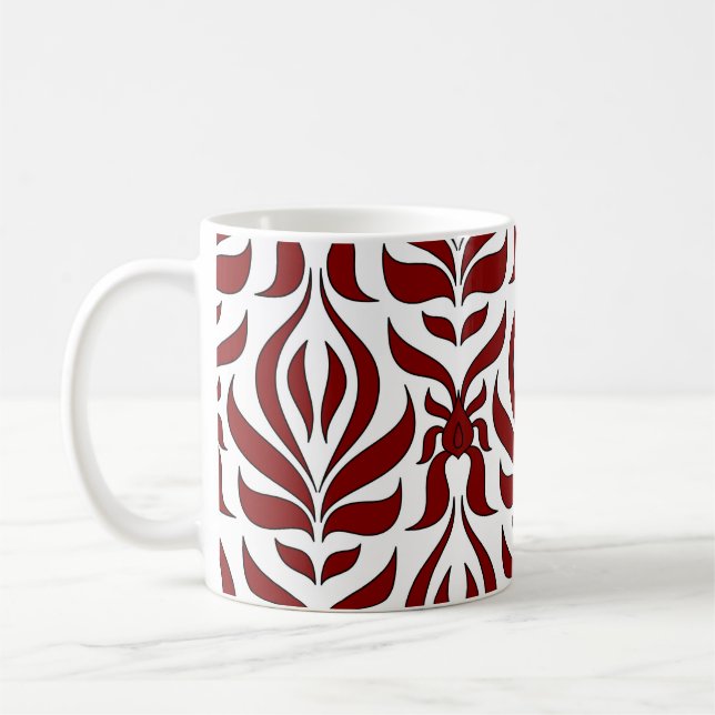 Taza De Café Diseño de patrones rojos y blancos sin inconvenien (Izquierda)