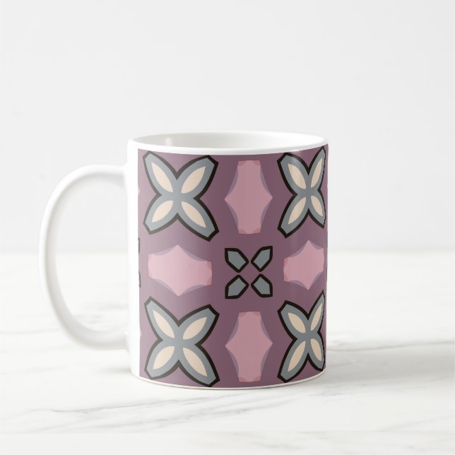 Taza De Café Diseño de patrones rosa y gris (Izquierda)