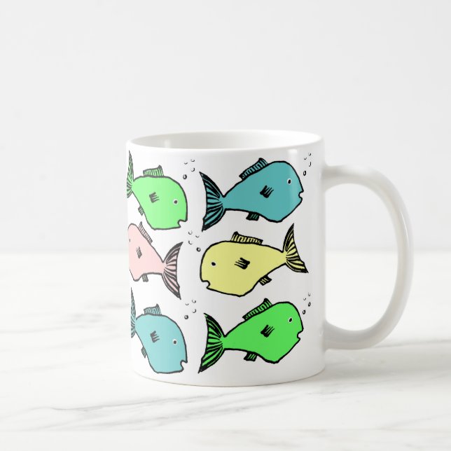 Taza De Café Diseño de peces coloridos (Derecha)