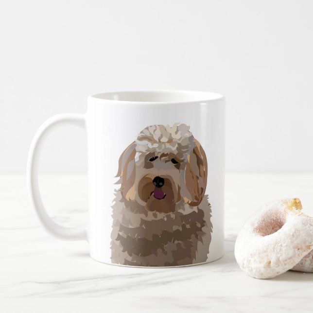 Taza De Café Diseño de perro labradoodle lindo (Con donut)