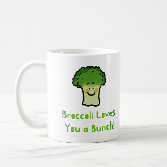 Taza De Café Diseño de Personalizado Cute Broccoli Pun (Izquierda)