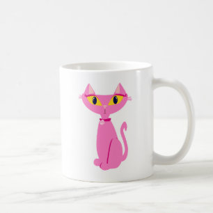 Taza De Café Diseño de Personalizado de diversión de gato rosad