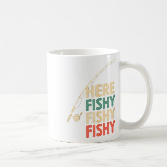 Taza De Café Diseño de pesca divertida de aquí-sospechoso Pesca (Derecha)