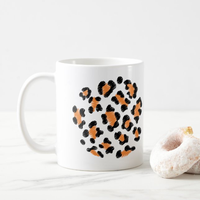 Taza De Café Diseño de piel animal de manchas leopardo (Con donut)