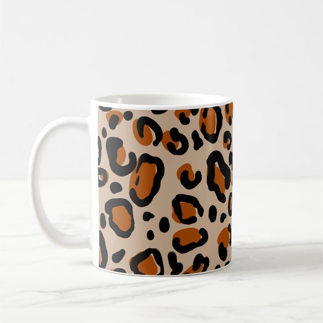 Taza De Café Diseño de piel de leopardo, patrón sin fisuras. (Izquierda)