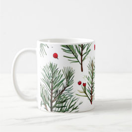 Taza De Café Diseño de Pino y Berries Rojas de Woodland
