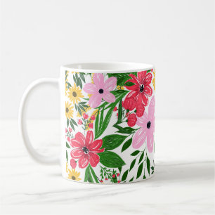 Taza De Café Diseño de pintura con manchas florales de color r