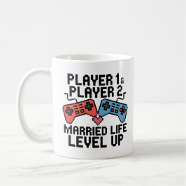 Taza De Café Diseño de Pixel Gaming Couple Level Up