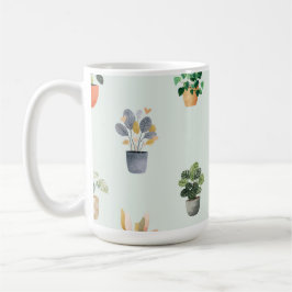 Taza De Café Diseño de planta de interior botánico con patrón d