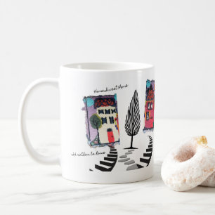 Taza De Café Diseño de punch de aguja casas abstractas taza/hog