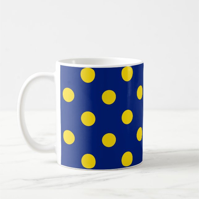 Taza De Café Diseño de puntos de polka amarillo azul (Izquierda)